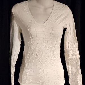 White Scala Seamless crinkled V-neck Top